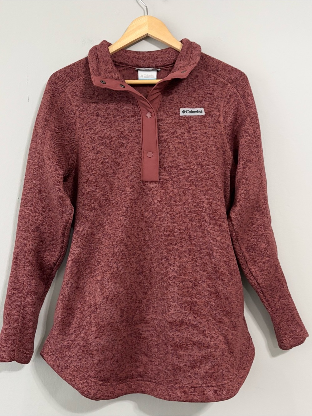 Columbia Mauve Dusty Pink Pullover Quarter Button Sweater